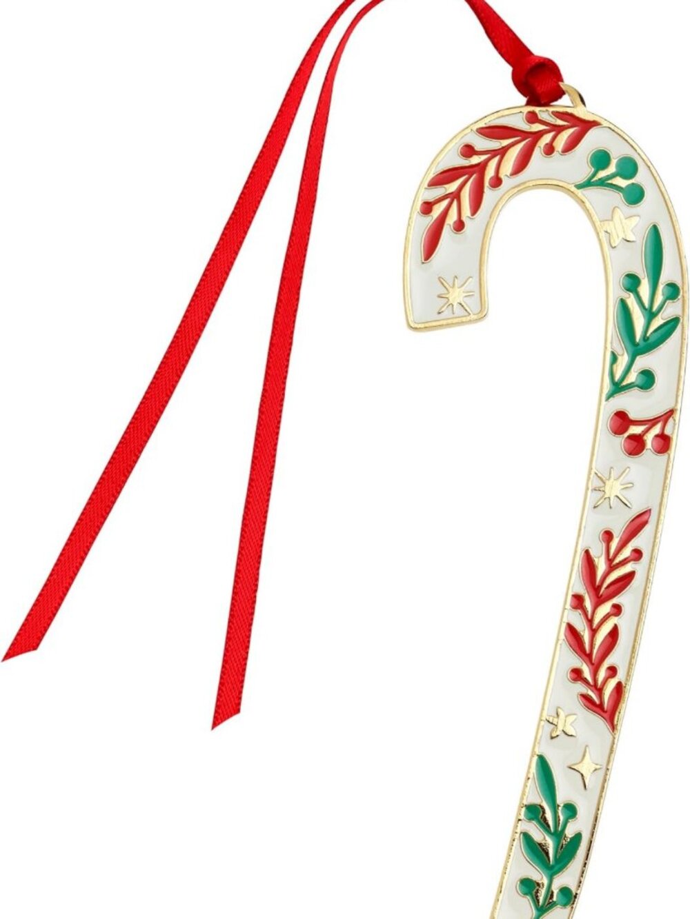 Gold-Plated Enamel Candy Cane Ornament - 24k Holiday Collectible Keepsake, 4.5